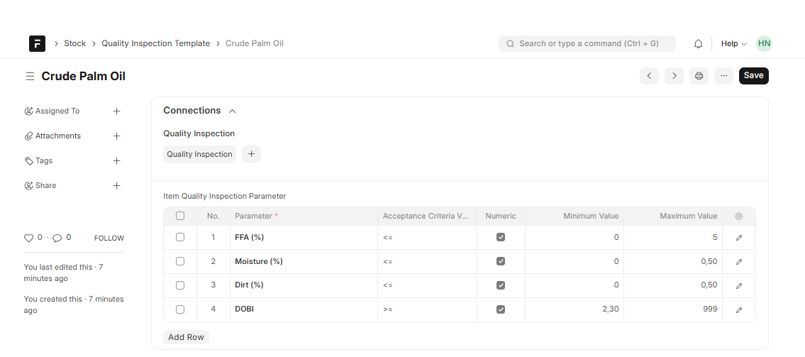 Quality Inspection CPO